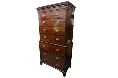 Lot 282 - A George III mahogany secretaire chest on...