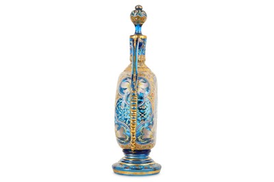 Lot 148 - A 19TH CENTURY IZNIK STYLE BLUE GLASS AND GILT...