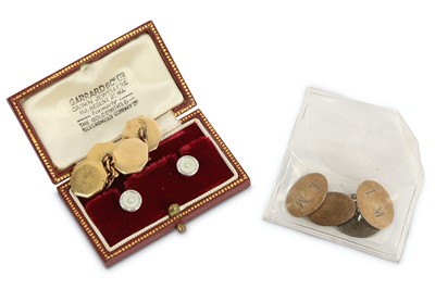 Lot 139 - An unmarked set of gold cuff links, of...