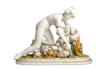 Lot 100 - A 20TH CENTURY ITALIAN BISCUIT PORCELAIN NUDE...