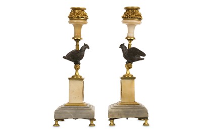 Lot 76 - A PAIR OF 19TH CENTURY GILT AND PATINATED...