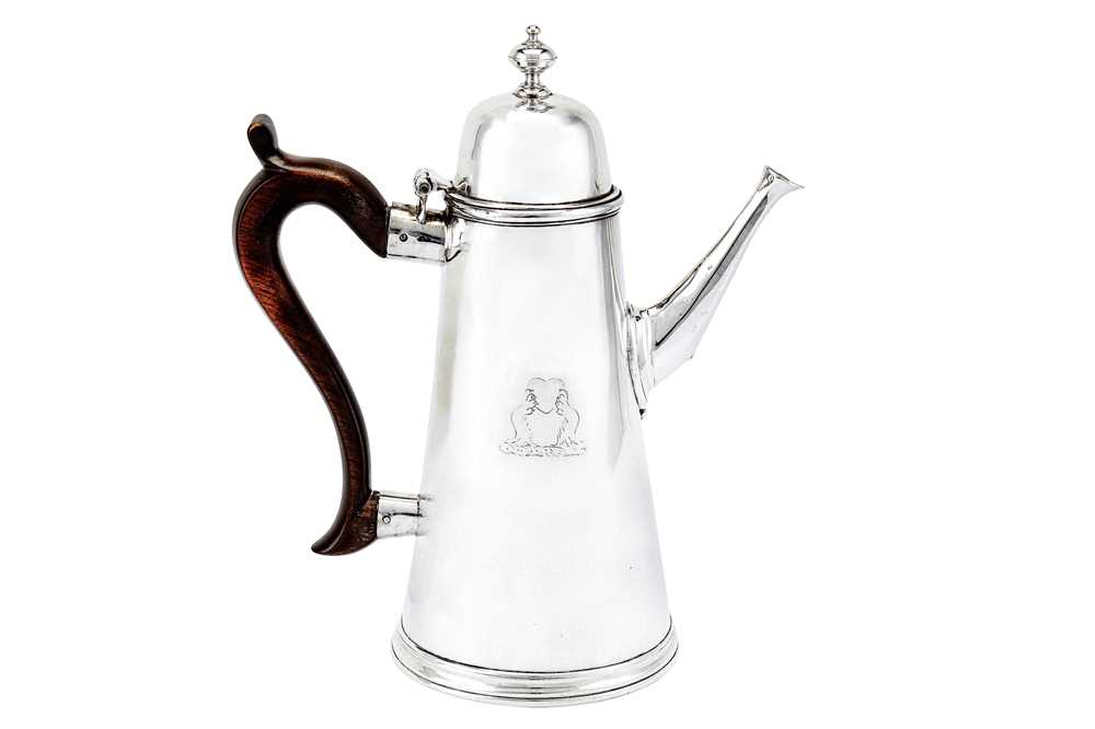 Lot 518 - An extremely rare George I English provincial silver coffee pot, Liverpool circa 1725 by Benjamin Brancker (active until 1734)