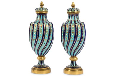 Lot 154 - A pair of 19th Century French porcelain vases...
