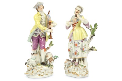 Lot 151 - A pair of Meissen figures, a shepherd and...