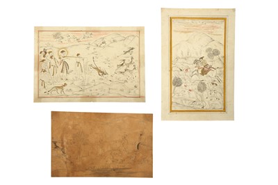 Lot 29 - THREE MUGHAL-REVIVAL HUNTING SCENES PROPERTY OF THE LATE BRUNO CARUSO (1927 - 2018) COLLECTION