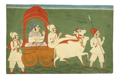 Lot 9 - A RAJPUT RULER ON A CART PULLED BY WHITE BULLS PROPERTY OF THE LATE BRUNO CARUSO (1927 - 2018) COLLECTION