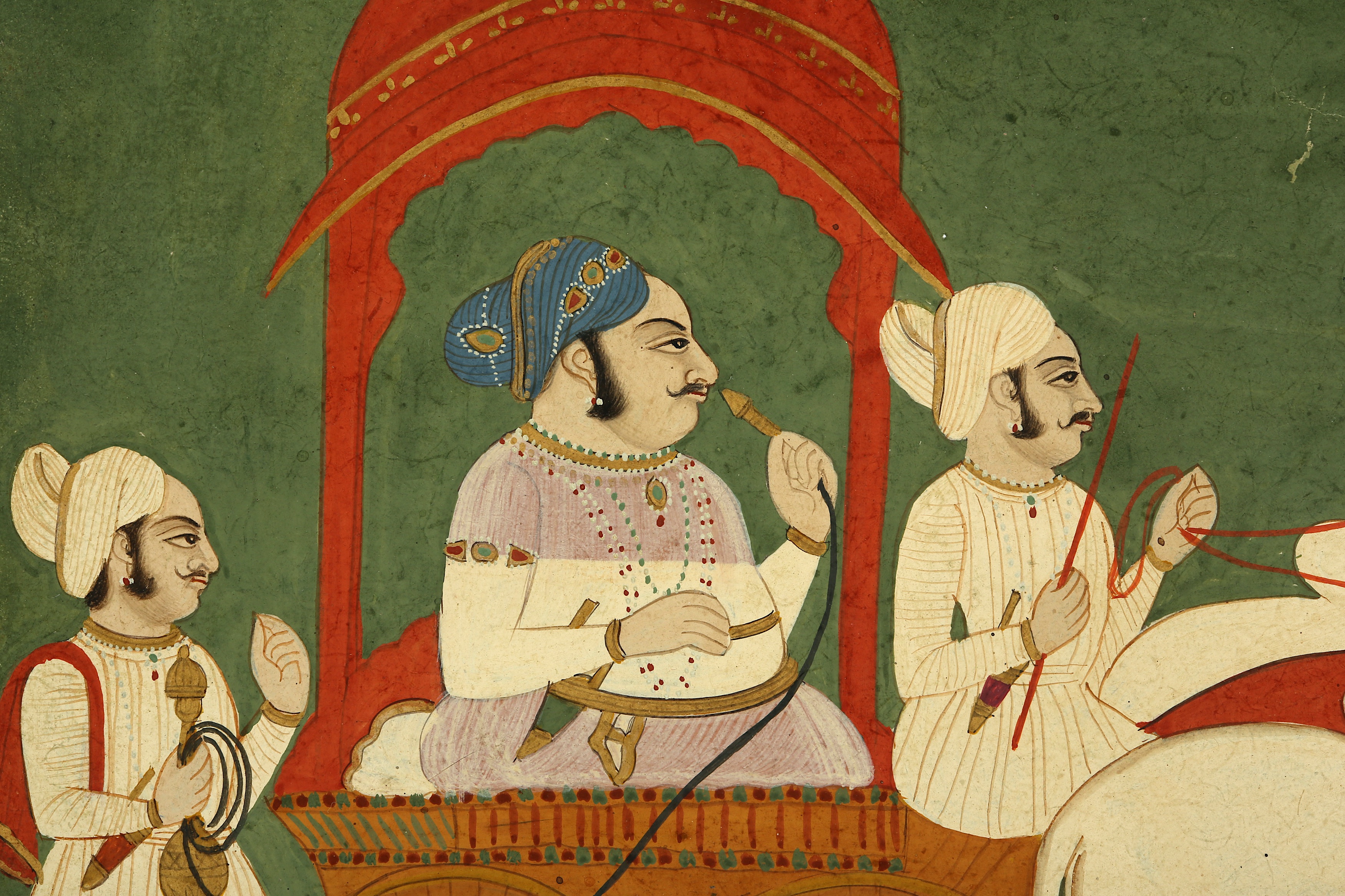 Lot 9 - A RAJPUT RULER ON A CART PULLED BY WHITE BULLS
