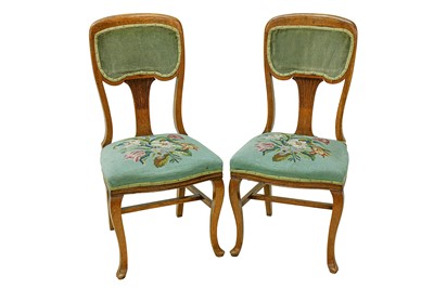 Lot 269 - A pair of late 19th Century oak side chairs,...