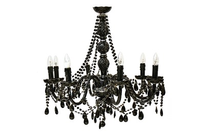 Lot 276 - A contemporary black glass chandelier, Kare...