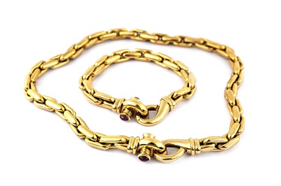 Lot 53 - A fancy-link necklace and bracelet suite