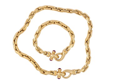 Lot 53 - A fancy-link necklace and bracelet suite