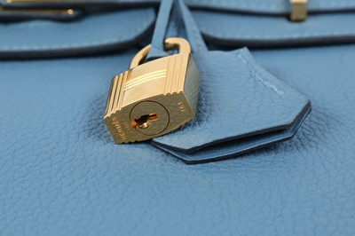 Lot 296 - Hermes Azure Blue Togo Birkin 25