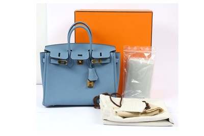 Lot 296 - Hermes Azure Blue Togo Birkin 25