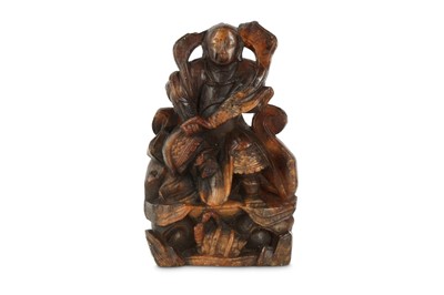 Lot 207 - A CHINESE SOAPSTONE CARVING OF XUANWU.
