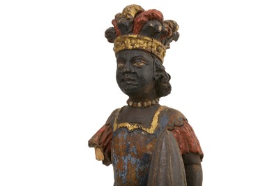 Lot 10 - A RARE 18TH CENTURY CARVED AND POLYCHROME...