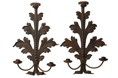 Lot 64 - A PAIR OF EARLY 20TH CENTURY FRENCH WROUGHT...