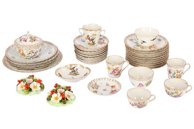 Lot 182 - A late 19th century Dresden porcelain harlequin part tea set
