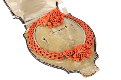 Lot 126 - λ A coral necklace and bracelet suite, circa 1850
