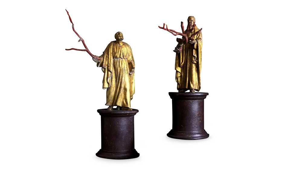 Lot 45 - A PAIR OF 19TH CENTURY ITALIAN GILTWOOD AND...