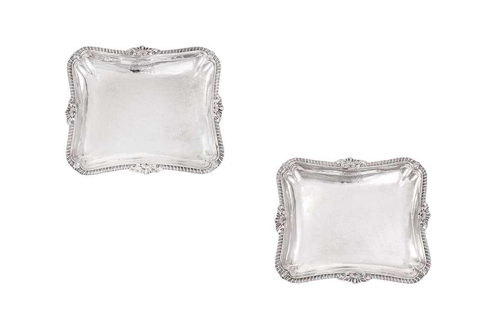 Lot 575 - Cremorne service - A pair of George III sterling silver second course dishes, London 1771 by John Parker & Edward Wakelin