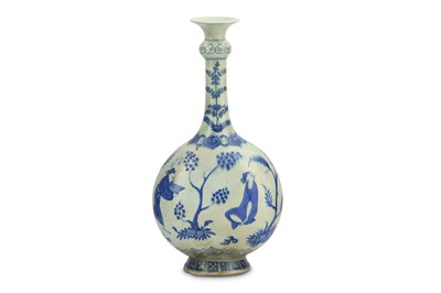 Lot 187 - *A CHINESE-STYLE BLUE AND WHITE POTTERY VASE