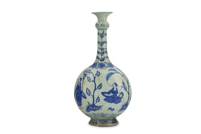 Lot 187 - *A CHINESE-STYLE BLUE AND WHITE POTTERY VASE