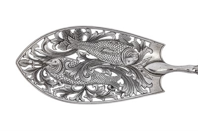 Lot 269 - An Alexander III / Nicholas II Russian 84 Zolotnik (875 standard) silver fish slice, Moscow circa 1890 by Alexi Nickolaievich Krylov (active 1884-98)