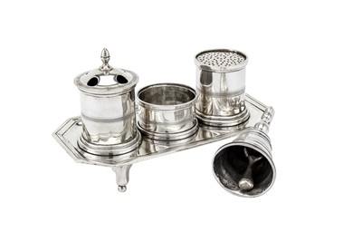 Lot 252 - A Ferdinand VII early 19th century Spanish silver inkstand, Madrid 1816 by Mo over FRZ (untraced)