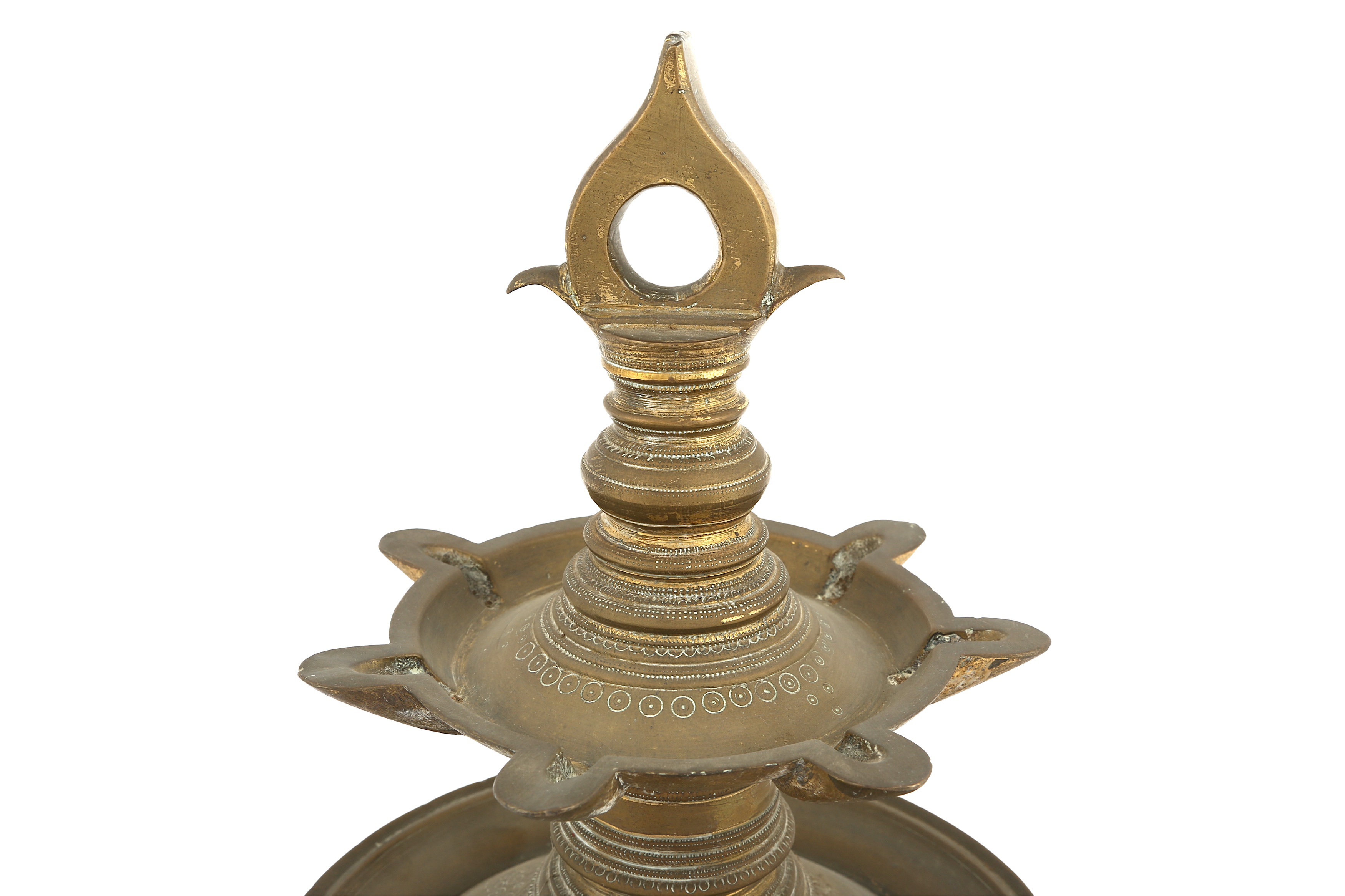 Lot 218 AN INDIAN BRASS HANGING OIL LAMP