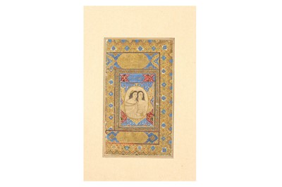 Lot 132 - *A QAJAR MURAQQA' PAGE: TWO LADIES WITH A BAGPIPE