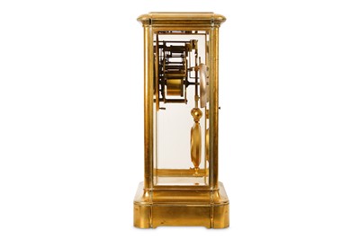 Lot 28 - A THIRD QUARTER 19TH CENTURY FRENCH GILT BRONZE FOUR GLASS MANTEL CLOCK GIVEN BY NAPOLEON III, BY DETOUCHE A PARIS