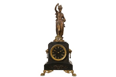 Lot 175 - A LATE 19TH CENTURY FRENCH BLACK MARBLE, GILT...