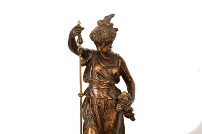 Lot 121 - A LATE 19TH CENTURY FRENCH SPELTER FIGURAL MYSTERY CLOCK ATTRIBUTED TO GUILMET