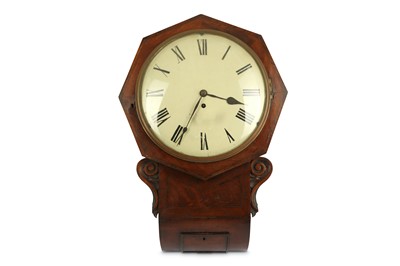 Lot 208 - A mahogany drop dial wall clock with fusee...