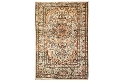 Lot 61 - AN EXTREMELY FINE PART SILK ISFAHAN RUG & VERY FINE CHINESE SILK RUG