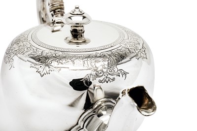 Lot 302 - A Victorian sterling silver three-piece tea service, London 1869/70 by John Samuel Hunt and Robert Roskell