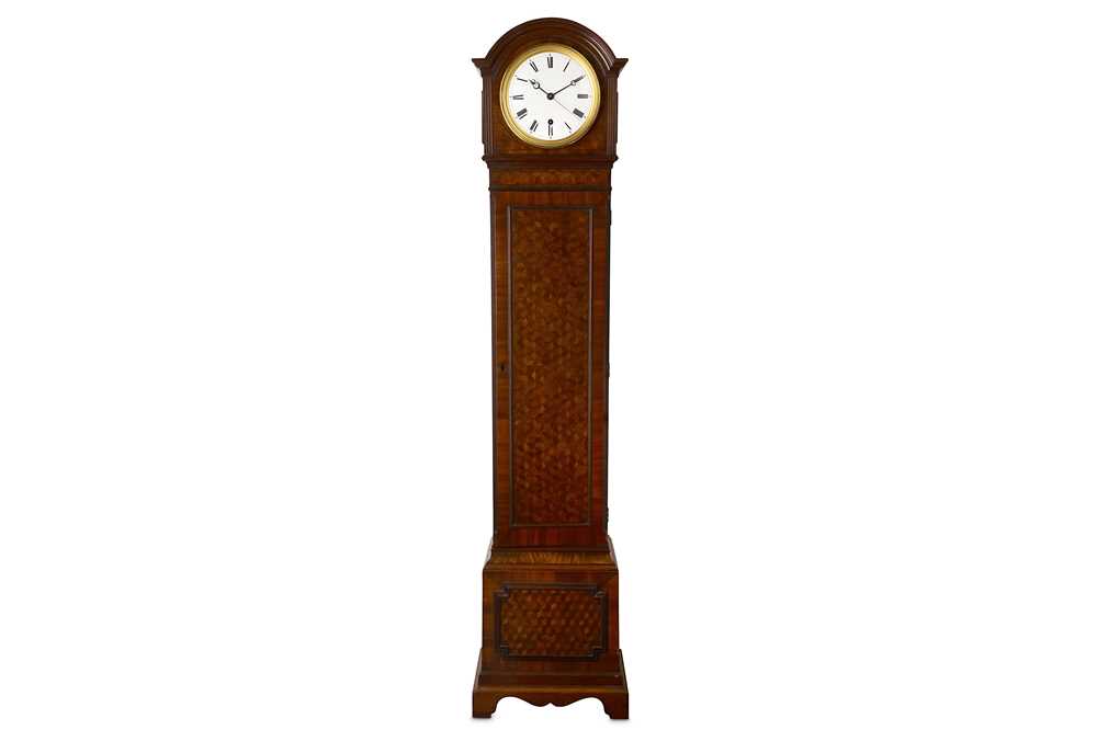 Lot 44 - LATE 19TH / EARLY 20TH CENTURY FRENCH MINIATURE PARQUETRY INLAID LONGCASE CLOCK