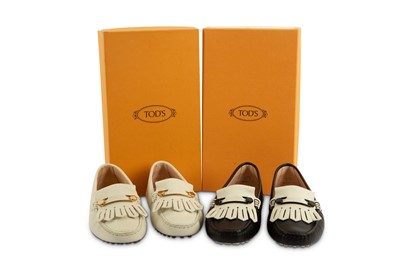 Lot 110 - Two Pairs of Tod's Heaven Frangia Spilla Loafers - Size 37 and 37.5