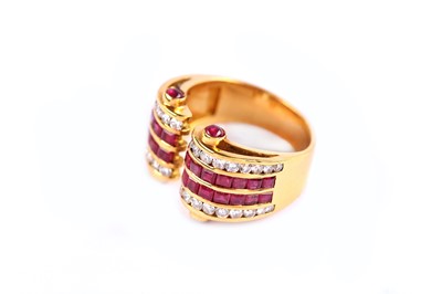 Lot 55 - A ruby and diamond dress ring