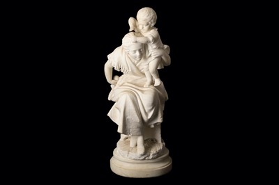 Lot 111 - A 19TH CENTURY CARRARA MARBLE FIGURAL GROUP OF...