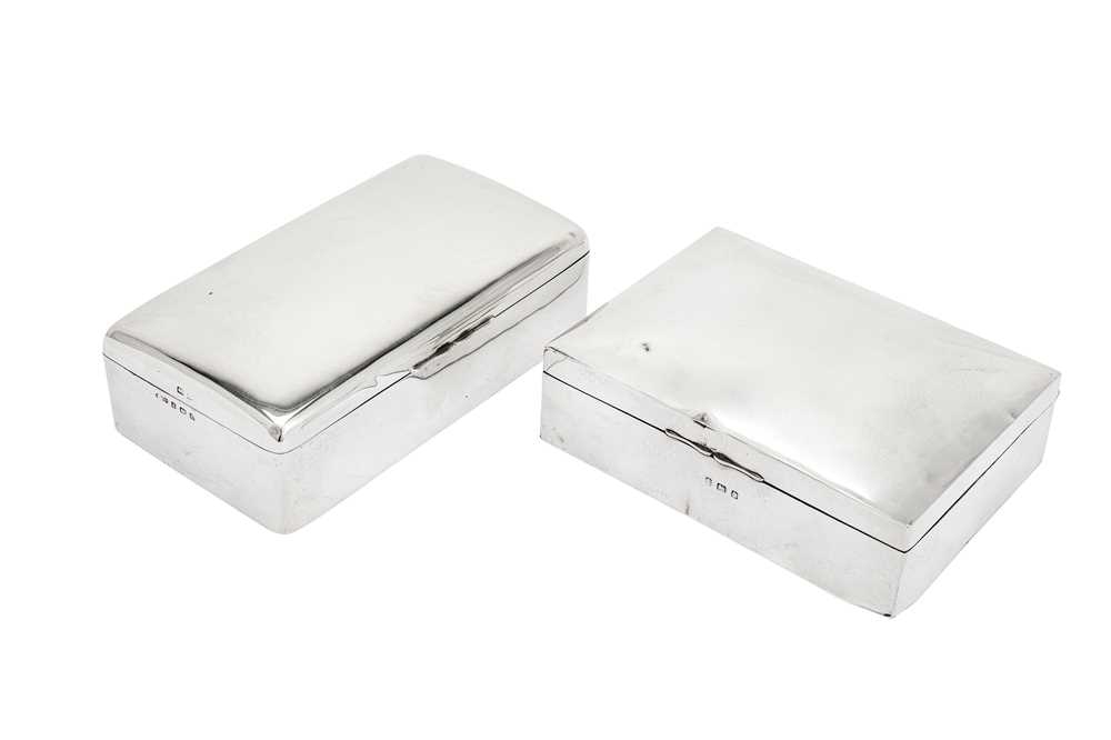 Lot 369 - Two George V sterling silver cigarette cases, one Birmingham 1912 by Wilmot Manufacturing Co