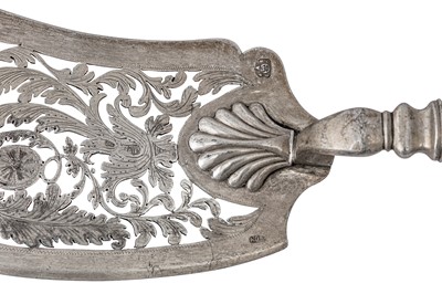Lot 360 - A mid-19th century Austrian 13 loth (812 standard) silver fish slice, Vienna 1840 by Stefan Mayerhofer and Carl Klinkosch (reg. 1831)