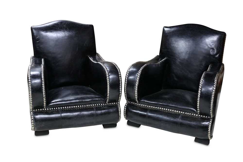 Lot 29 - A PAIR OF ART DECO STYLE ARMCHAIRS, MID 20TH CENTURY