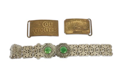 Lot 253 - Two bronze advertising belt buckles, both...