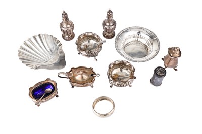 Lot 103 - A mixed group of sterling silver cruet items...