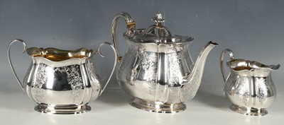 Lot 381 - A late Victorian three-piece hallmarked silver...