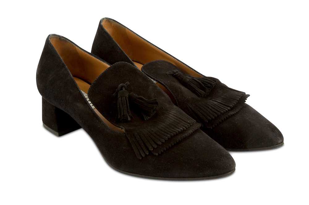 Lot 124 - Fratelli Rossetti Black Suede Heeled Slippers - Size 36