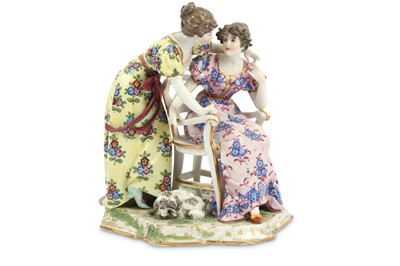 Lot 382 - An early 20th Century porcelain figural group modelled as two ladies