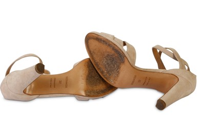 Lot 93 - Hermès Nude Suede Sandals - Size 37