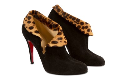Lot 164 - Christian Louboutin Black Suede Charme Booties - Size 37.5